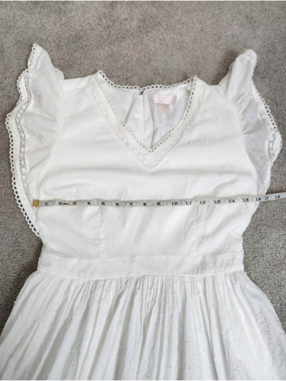Rachel Parcell White Cotton Flutter Sleeve Tiered Dress Size 8 Milkmaid Coquette - Picture 7 of 13